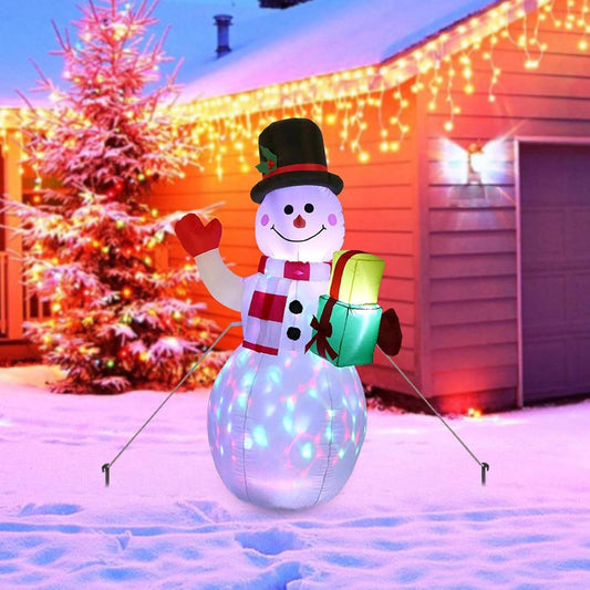 5ft Inflatable Snowman with Rotating LED Lights - Christmas Inflatables