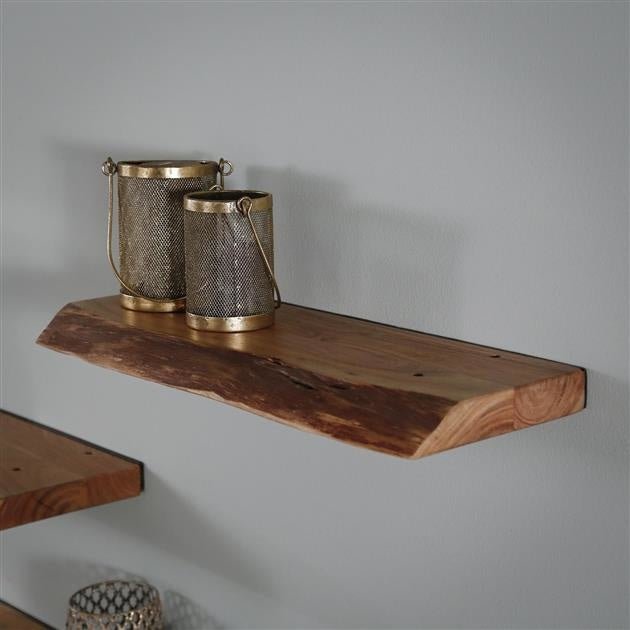 Acacia Wood Wall Shelf - Unique Tree Trunk Design for Industrial Interiors
