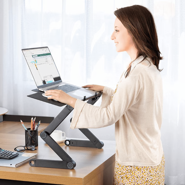 Adjustable Laptop Stand for Desk - Ergonomic Riser with Mouse Pad