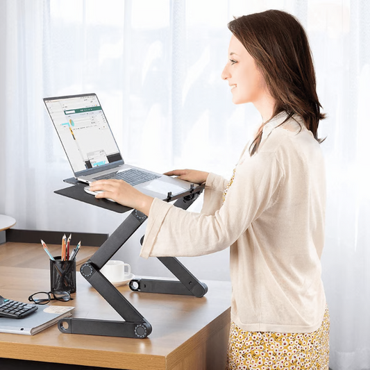 Adjustable Laptop Stand for Desk - Ergonomic Riser with Mouse Pad