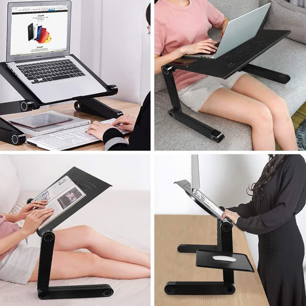 Adjustable Laptop Stand for Desk - Ergonomic Riser with Mouse Pad