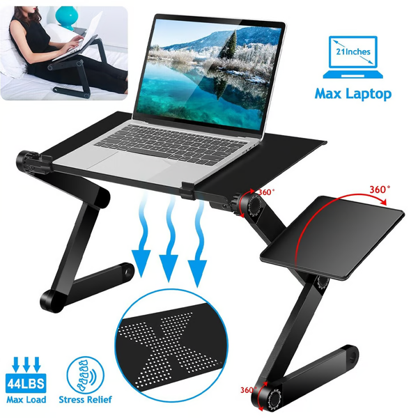 Adjustable Laptop Stand for Desk - Ergonomic Riser with Mouse Pad