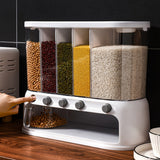 Airtight Multi-Compartment Grain Storage Container - Five Compartments for Rice, Pasta, Spices