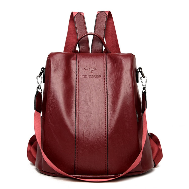 Anti-Theft Leather Backpack for Women - Stylish & Secure