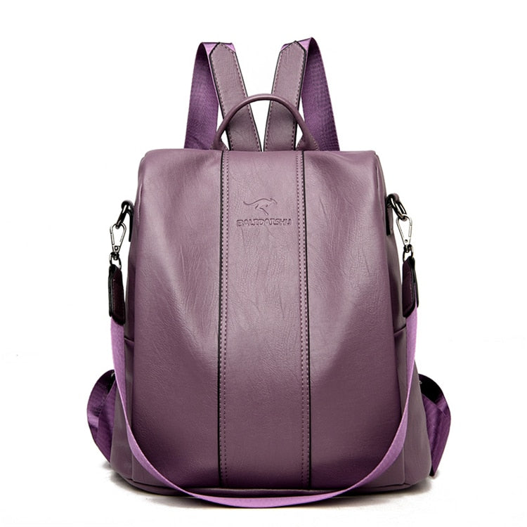 Anti-Theft Leather Backpack for Women - Stylish & Secure