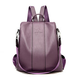 Anti-Theft Leather Backpack for Women - Stylish & Secure