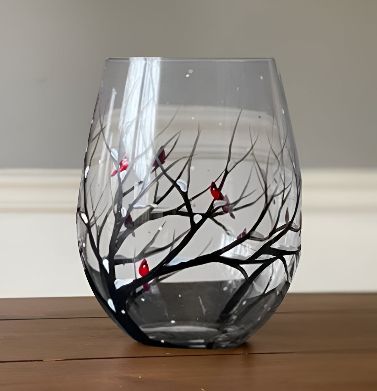 Artisan Hand-Painted Four Seasons Tree Wine Glasses - 12 oz, Unique Gift for Wine Lovers