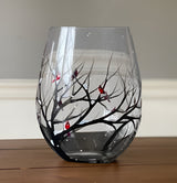Artisan Hand-Painted Four Seasons Tree Wine Glasses - 12 oz, Unique Gift for Wine Lovers