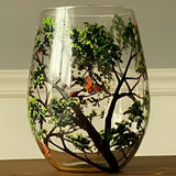Artisan Hand-Painted Four Seasons Tree Wine Glasses - 12 oz, Unique Gift for Wine Lovers