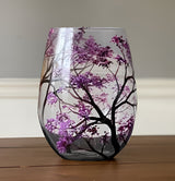 Artisan Hand-Painted Four Seasons Tree Wine Glasses - 12 oz, Unique Gift for Wine Lovers