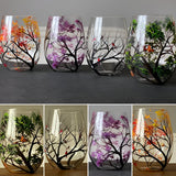 Artisan Hand-Painted Four Seasons Tree Wine Glasses - 12 oz, Unique Gift for Wine Lovers