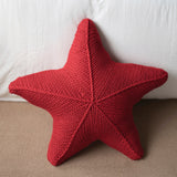 Artisanal Hand Knitted Starfish Cushion for Coastal Decor