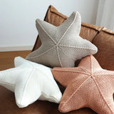 Artisanal Hand Knitted Starfish Cushion for Coastal Decor