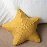 Artisanal Hand Knitted Starfish Cushion for Coastal Decor