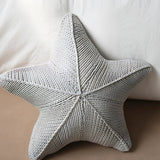 Artisanal Hand Knitted Starfish Cushion for Coastal Decor