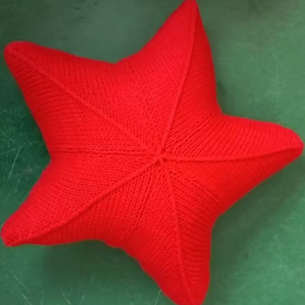 Artisanal Hand Knitted Starfish Cushion for Coastal Decor