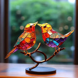 Artistic Stained Acrylic Bird Desktop Ornament - Vibrant Home Decor