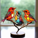 Artistic Stained Acrylic Bird Desktop Ornament - Vibrant Home Decor