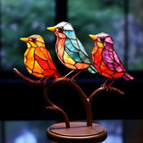 Artistic Stained Acrylic Bird Desktop Ornament - Vibrant Home Decor