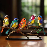 Artistic Stained Acrylic Bird Desktop Ornament - Vibrant Home Decor