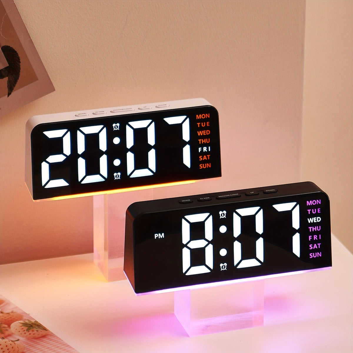 Aurora - Digital LED Alarm Clock with Ambient Light & Date Display