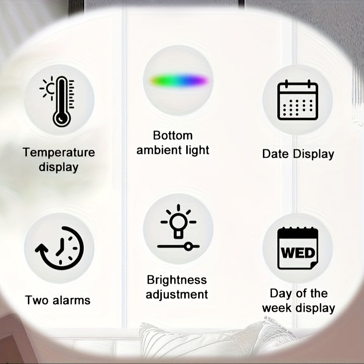 Aurora - Digital LED Alarm Clock with Ambient Light & Date Display