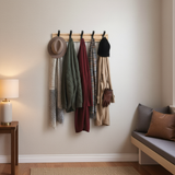 Bamboo Wall Mounted Coat Rack with Aluminum Hooks - Scandinavian Style