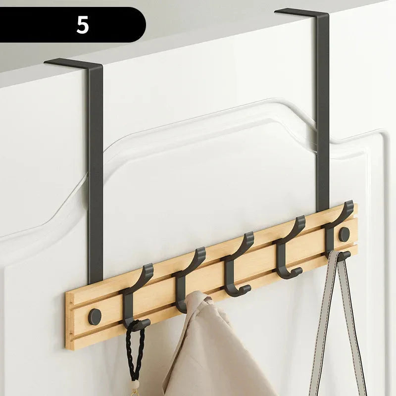 Bamboo Wall Mounted Coat Rack with Aluminum Hooks - Scandinavian Style
