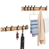 Bamboo Wall Mounted Coat Rack with Aluminum Hooks - Scandinavian Style