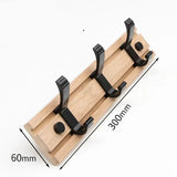 Bamboo Wall Mounted Coat Rack with Aluminum Hooks - Scandinavian Style