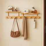Bamboo Wall Rack - Minimalist Shelf with Versatile Hooks
