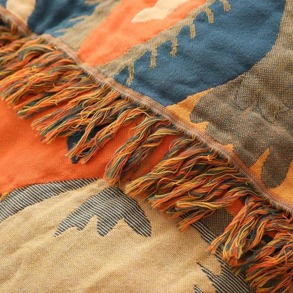 Bohemian Wildflower Bloom Cotton Blanket - Elegant Floral Design