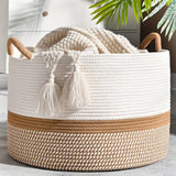 Boho Cotton Storage Basket - Durable & Versatile Home Organizer