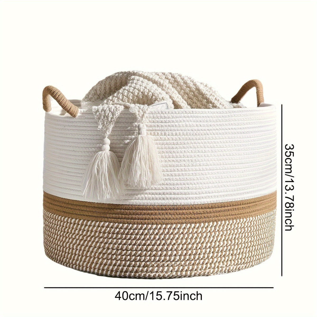 Boho Cotton Storage Basket - Durable & Versatile Home Organizer