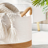 Boho Cotton Storage Basket - Durable & Versatile Home Organizer