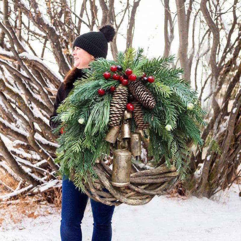 Boho Farmhouse Christmas Wreath - Rustic Holiday Decor