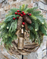 Boho Farmhouse Christmas Wreath - Rustic Holiday Decor