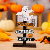 Charming Halloween Signpost - Wooden Ghost & Pumpkin Decoration