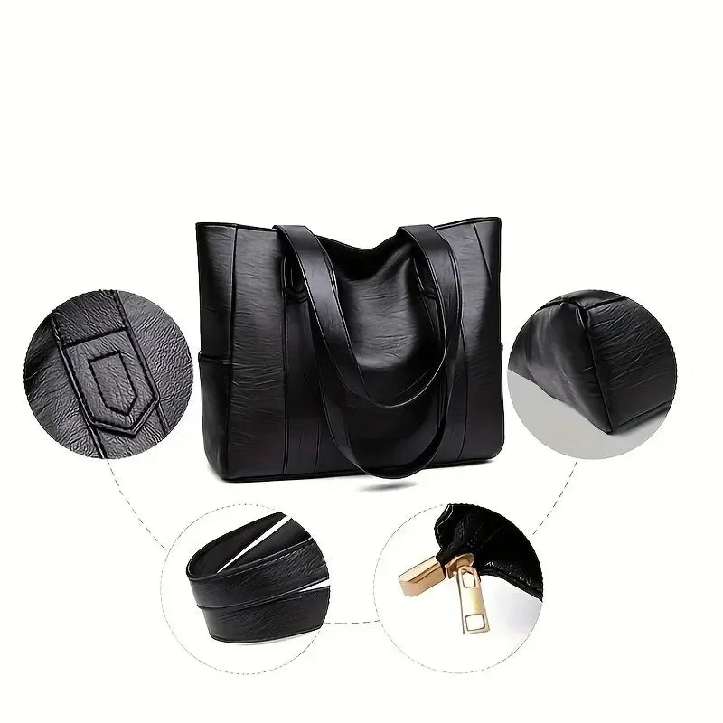Chic Leather Shoulder Bag for Women - Retro Design & Spacious Storage