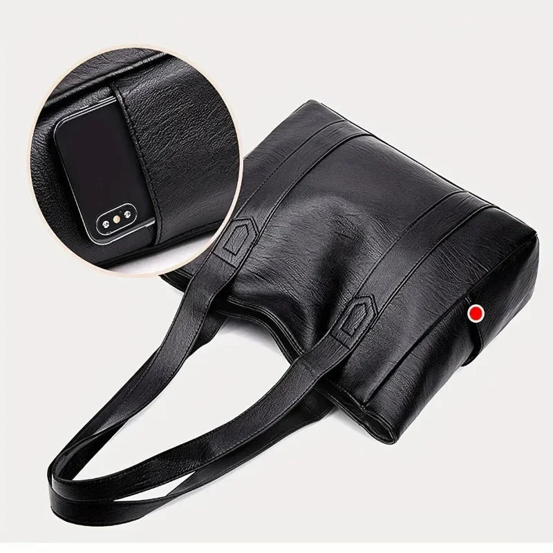 Chic Leather Shoulder Bag for Women - Retro Design & Spacious Storage