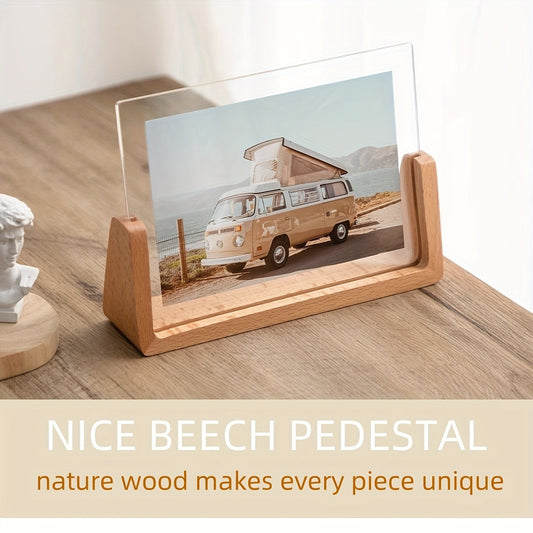 Chic U-Shaped Photo Frame - Modern Acrylic & Wood Design