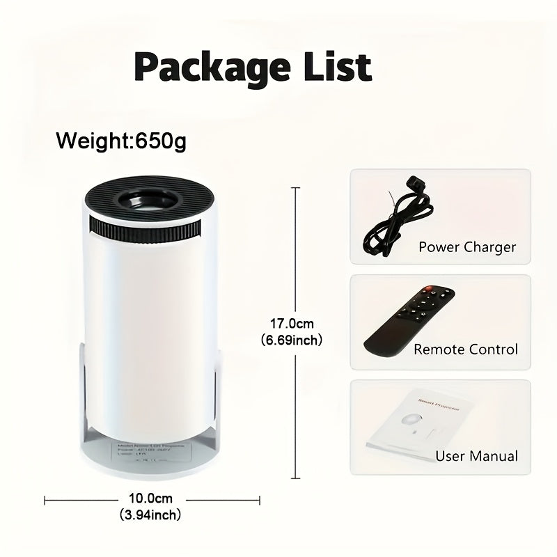 CinéLux Mini Projector - Full HD 1080p, WiFi & Bluetooth