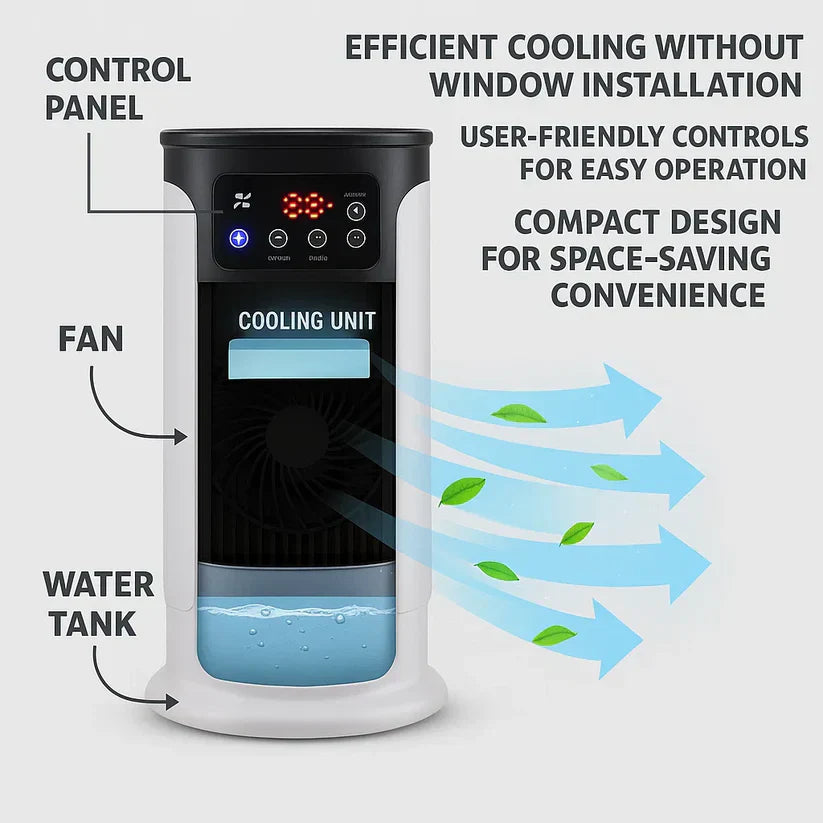 Compact Air Cooler - Energy Efficient Portable Cooling Fan
