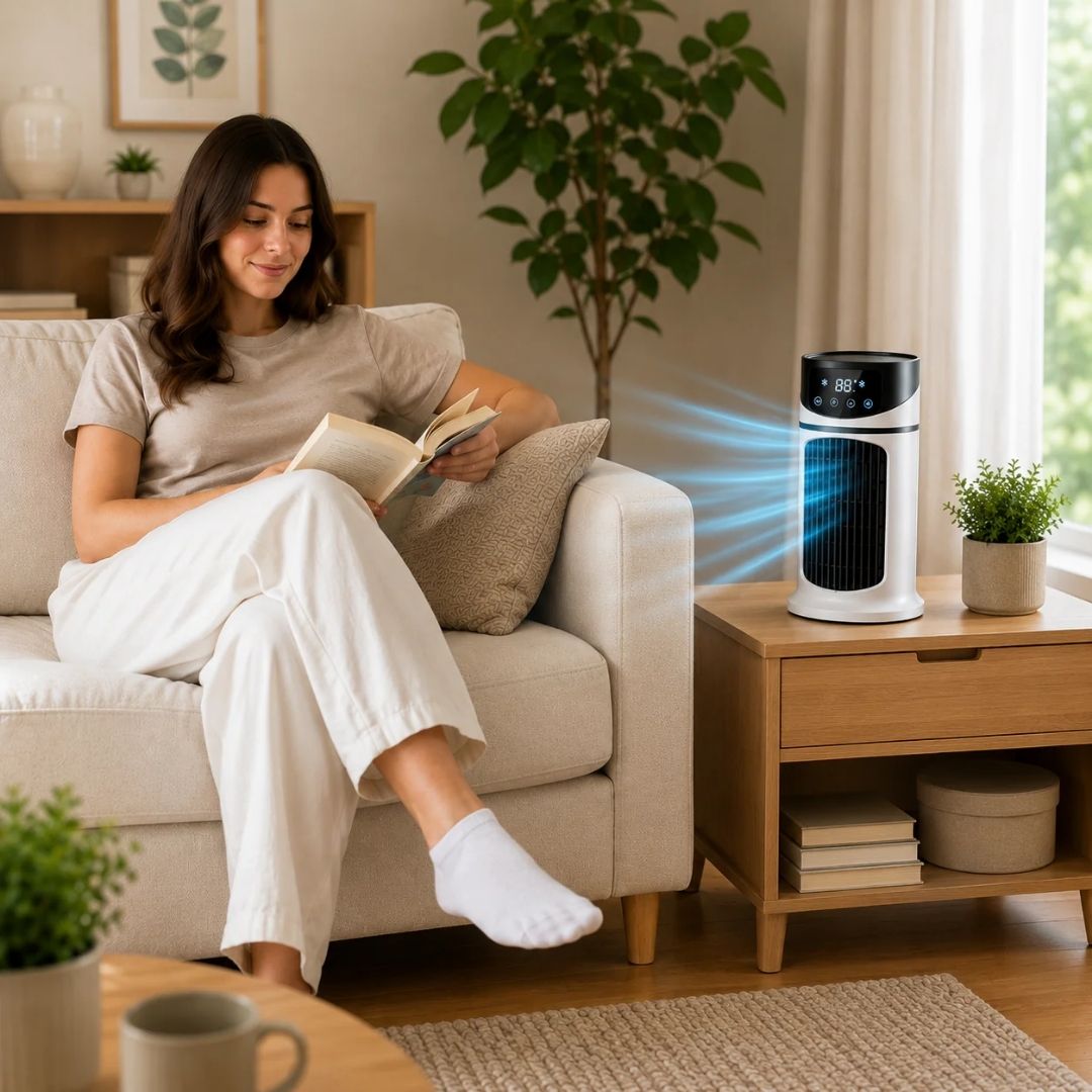 Compact Portable Air Conditioner - USB Rechargeable Mini AC with LED Display & Remote Control