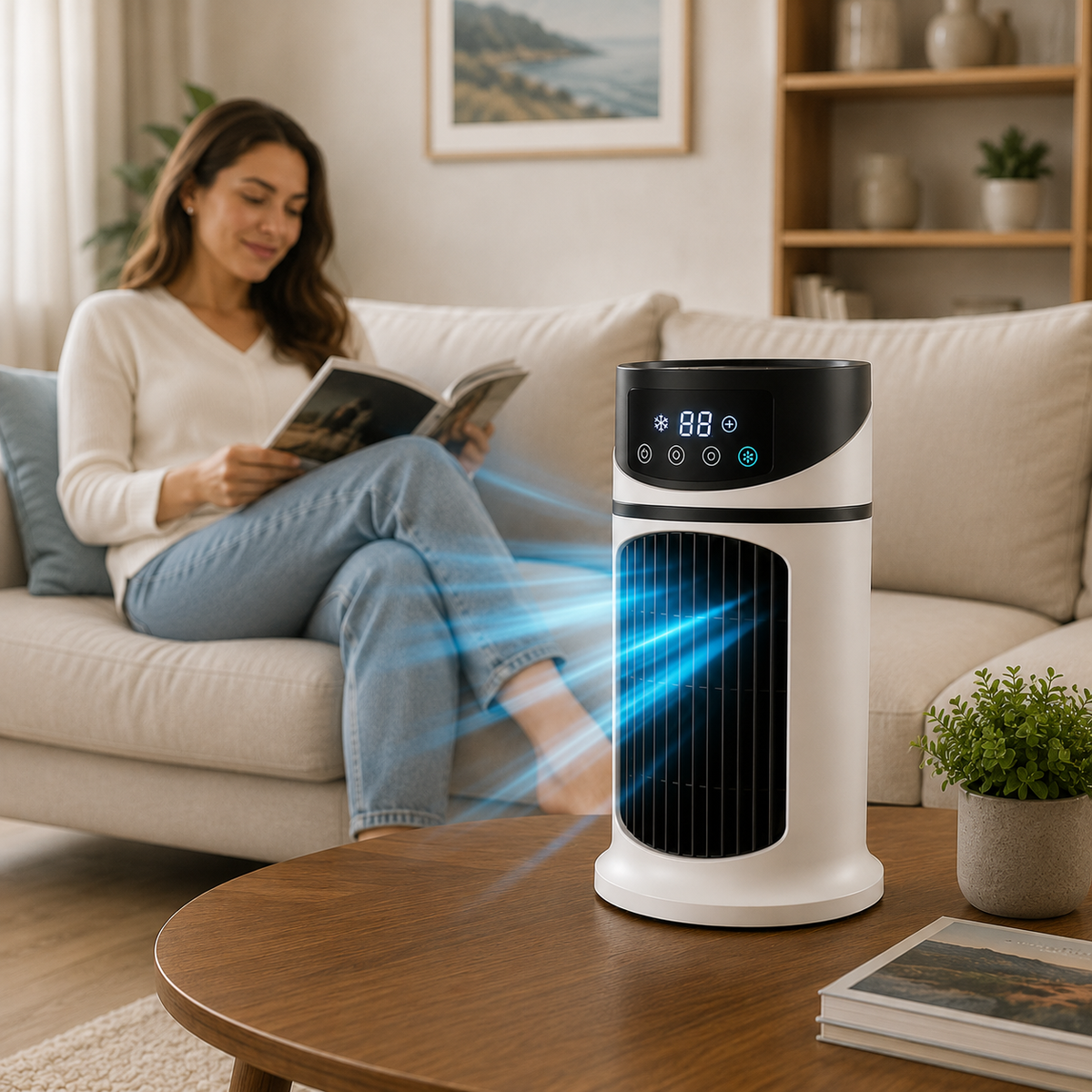 Compact Portable Air Conditioner - USB Rechargeable Mini AC with LED Display & Remote Control