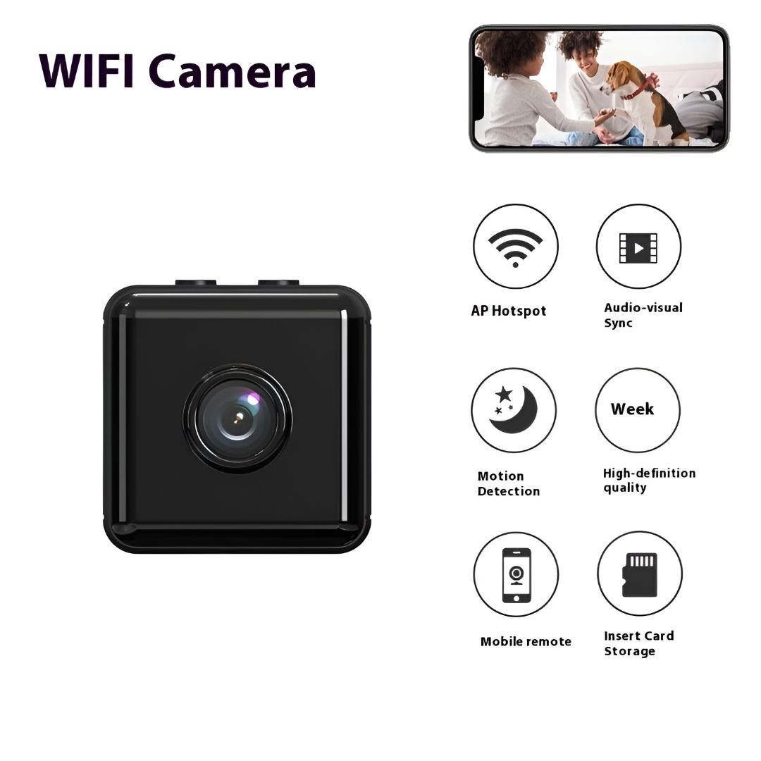 Compact WiFi Security Camera - 1080P Wireless Home Security Camera with Night Vision & Motion Alerts