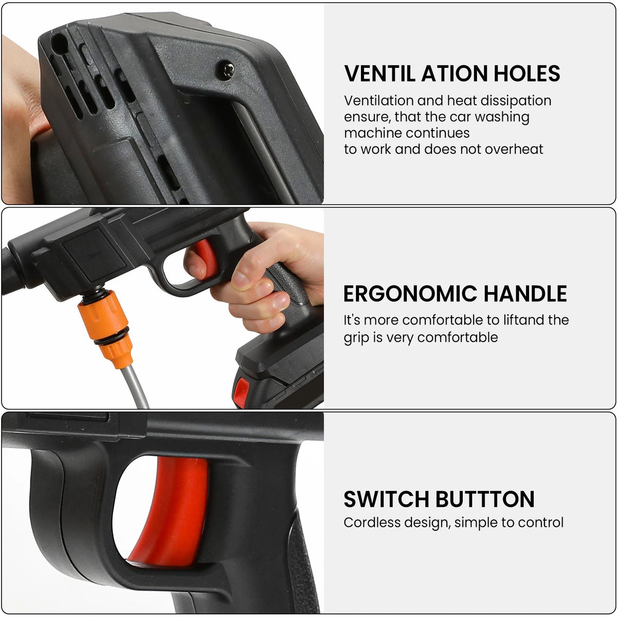 Cordless High Pressure Washer - Powerful Battery & Adjustable Nozzle