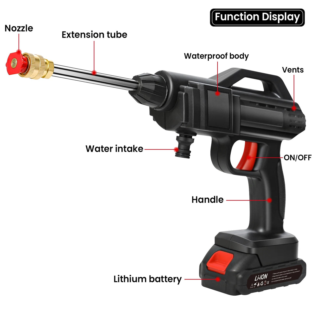 Cordless High Pressure Washer - Powerful Battery & Adjustable Nozzle