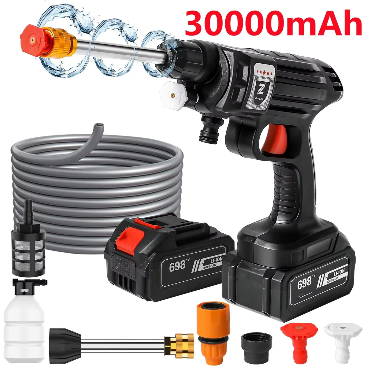 Cordless High Pressure Washer - Powerful Battery & Adjustable Nozzle
