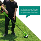 Cordless String Trimmer - Adjustable Shaft & Multi-Angle Cutting Head